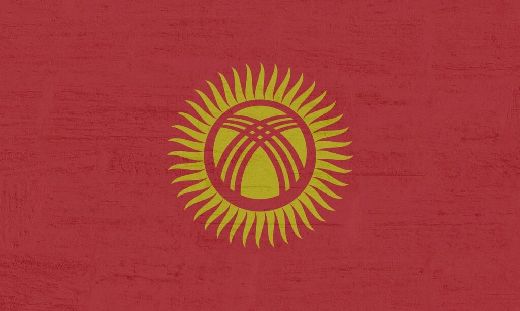 kyrgyzstan, banner, flags, red